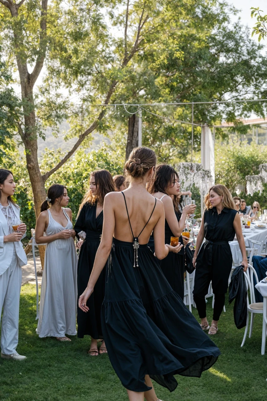 Wedding Guest in Black Dress 