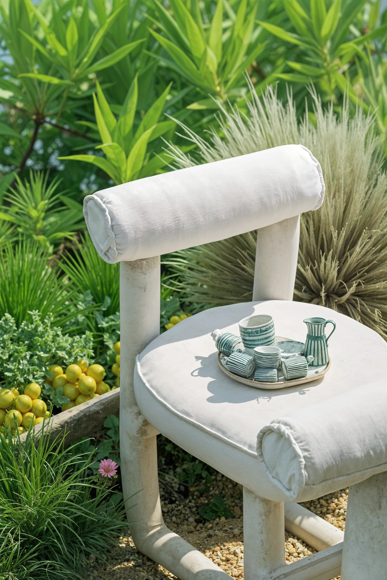 White chair with plate of yamakas at wedding ceremony