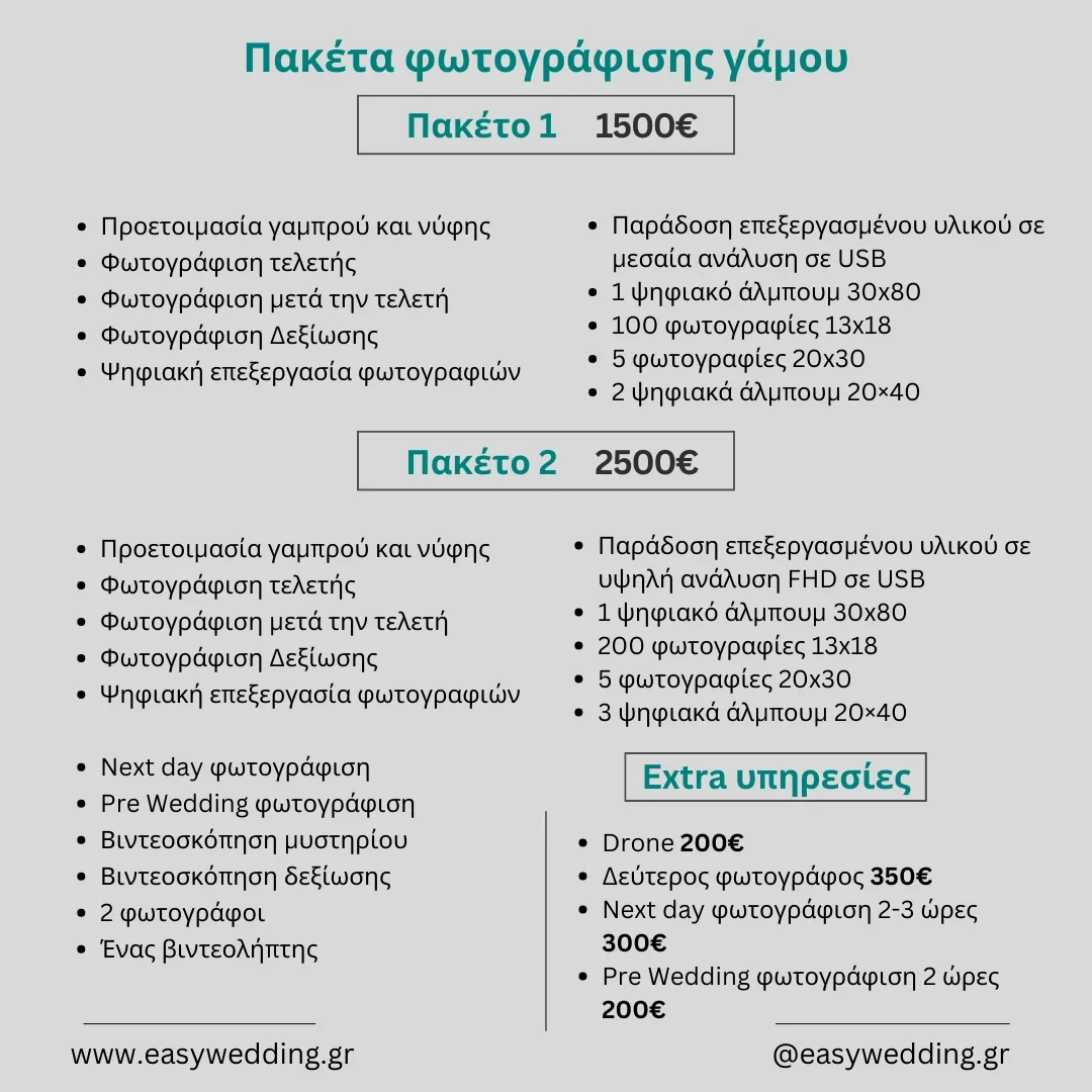 τιμές φωτογράφισης γάμου