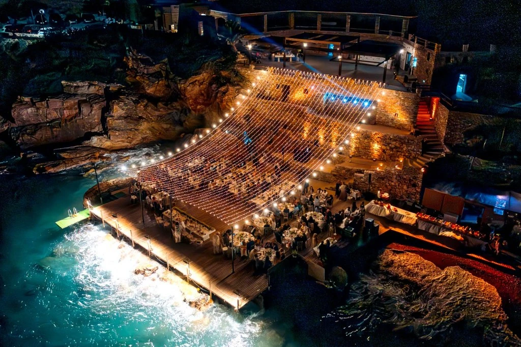 Panagia Chrysopigi (ceremony) + Lazarou Beach Venue (reception)