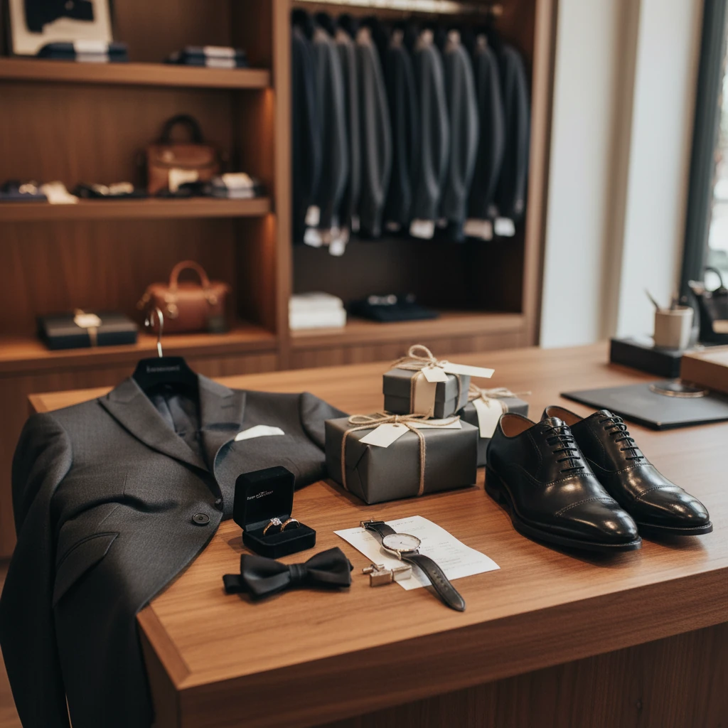 Bride with engagement ring and groom hold hands