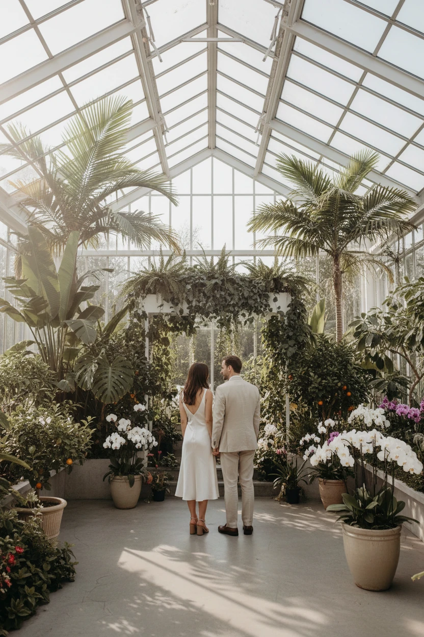 Bride and groom kissing in garden in front of chateau