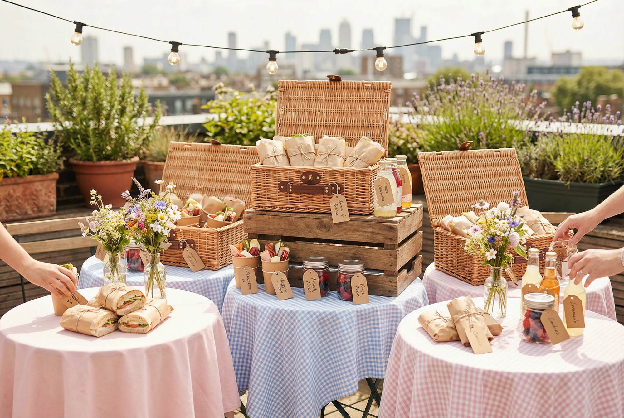Buffet-Style Dessert Service at a Couple's Outdoor Wedding Reception