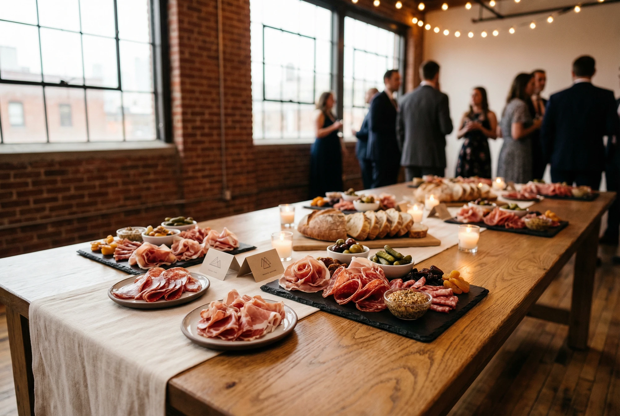 A Buffet of Cured Meats on Bar at Wedding Reception