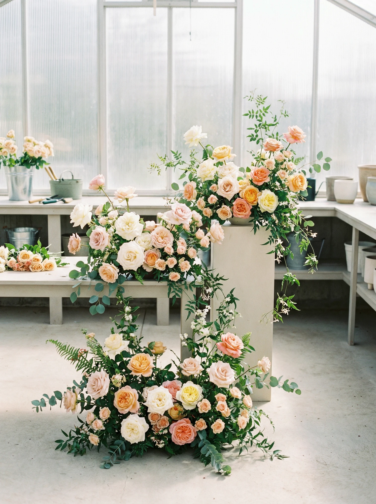 Rainbow-Colored Floral-Covered Chuppah at Wedding Ceremony