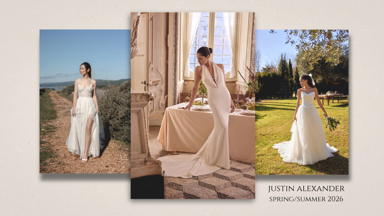 Justin Alexander Άνοιξη–Καλοκαίρι 2026: Ρομαντική αγάπη, σύγχρονη κομψότητα και bridal λεπτομέρειες που ξεχωρίζουν